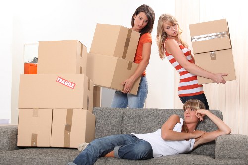 Professional movers assisting with truck loading